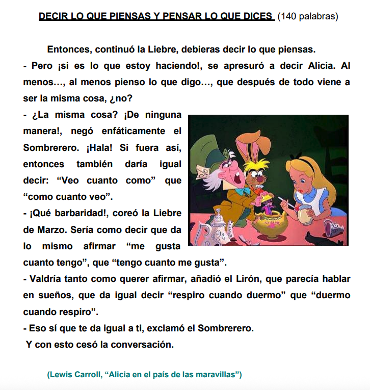 fragmento de alicia en el pais de las maravillas